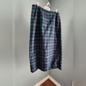 Liz Claiborne Purple and Green Plaid Midi Skirt